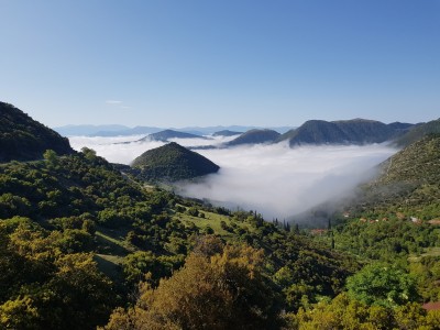 On our way to Mount Kyllini. Fantastic temperature inversion cloud