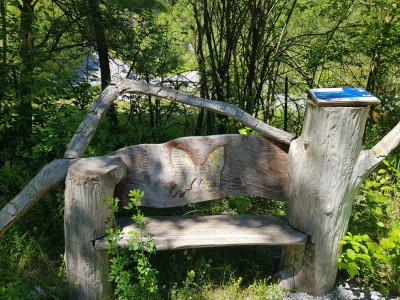 The bench at the entrance to the Southern Swallowtail site