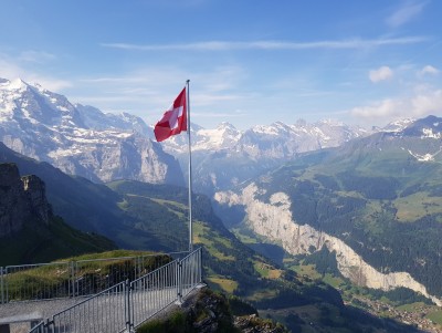 View from the top of Mannlichen, looking back down to Wengen