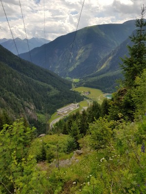 View back down to the bottom of the Funicular Railway, from the top of the hairpin road