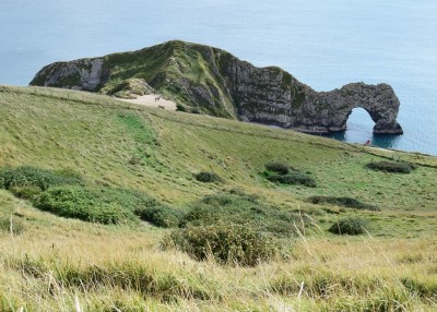 Hollow above the Durdle Door rock arch