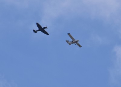Spitfire and chase plane - Thorny Island 28.08.2023