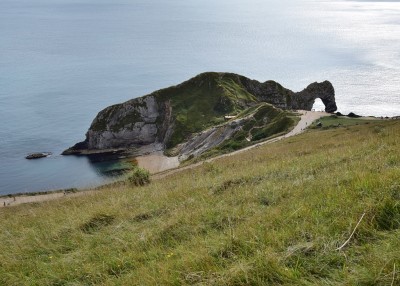 Looking down on the rock arch.