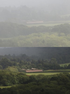 Two pictures taken less than 30 seconds apart illustrates just how fast the rain clouds were being swept along.