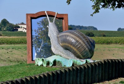 SEP_3741 MirrorMirror on the wall whos the fairest Snail of all imaginative roundabout decor.Snails are known as Cagouille in the departement of Charent- Maritime..jpg